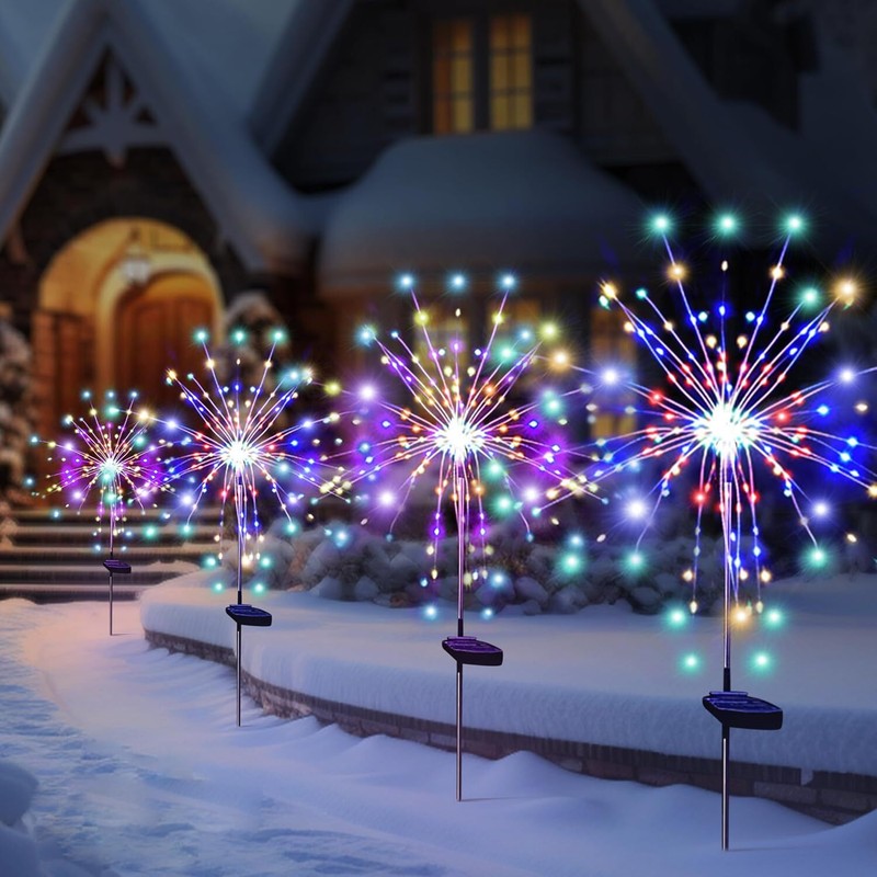 4PC Garden Solar Lights Outdoor Fireworks Lights Flower Path Lawn Decor Yard WV gallery