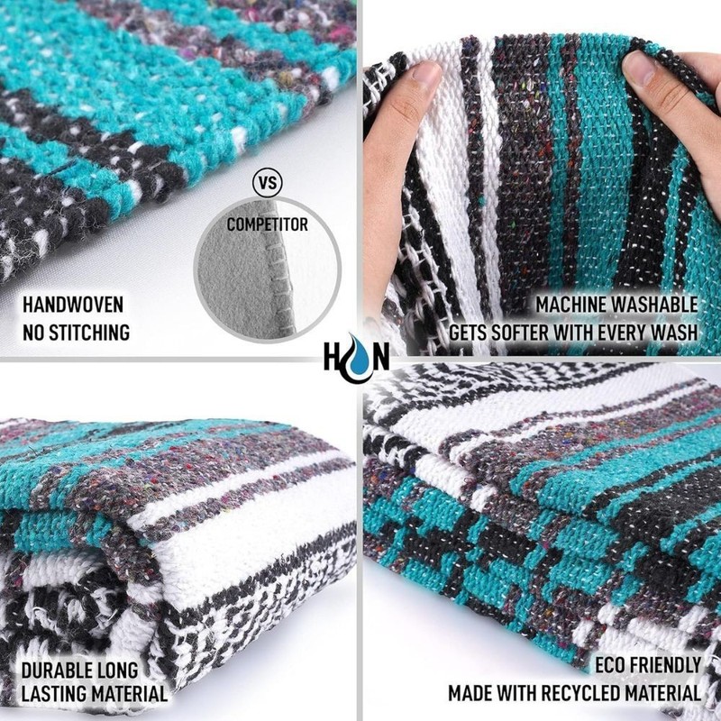 Authentic Extra Large Mexican Blanket - 70"x50" & 120" x 180" Handwoven gallery