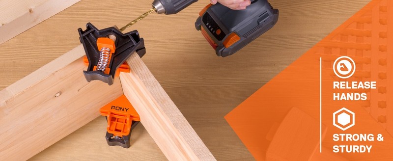 PONY 4Pk Quick-Release Corner Clamp for Woodworking, 90 Degree Right Angle Clamp gallery