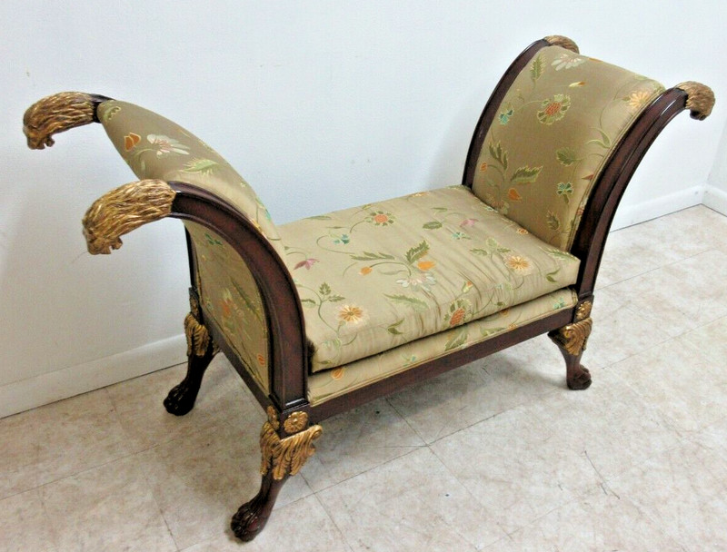 Maitland Smith Footstool Settee U Bench French Empire Paw Gold Gilt Lion Head gallery