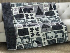 Cozy Forest Plaid Quilted Reversible Soft Throw Blanket 50×60 in Virah Bella