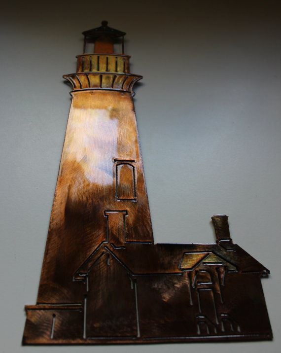 Nautical Lighthouse Wall Art Metal - Copper - 17" x 8 1/2" gallery