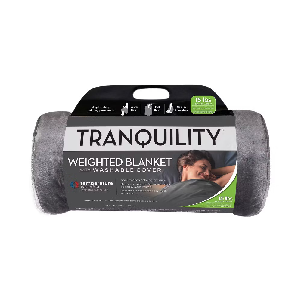 48"x72" 15lbs Temperature Balancing Weighted Blanket Gray - Tranquility gallery