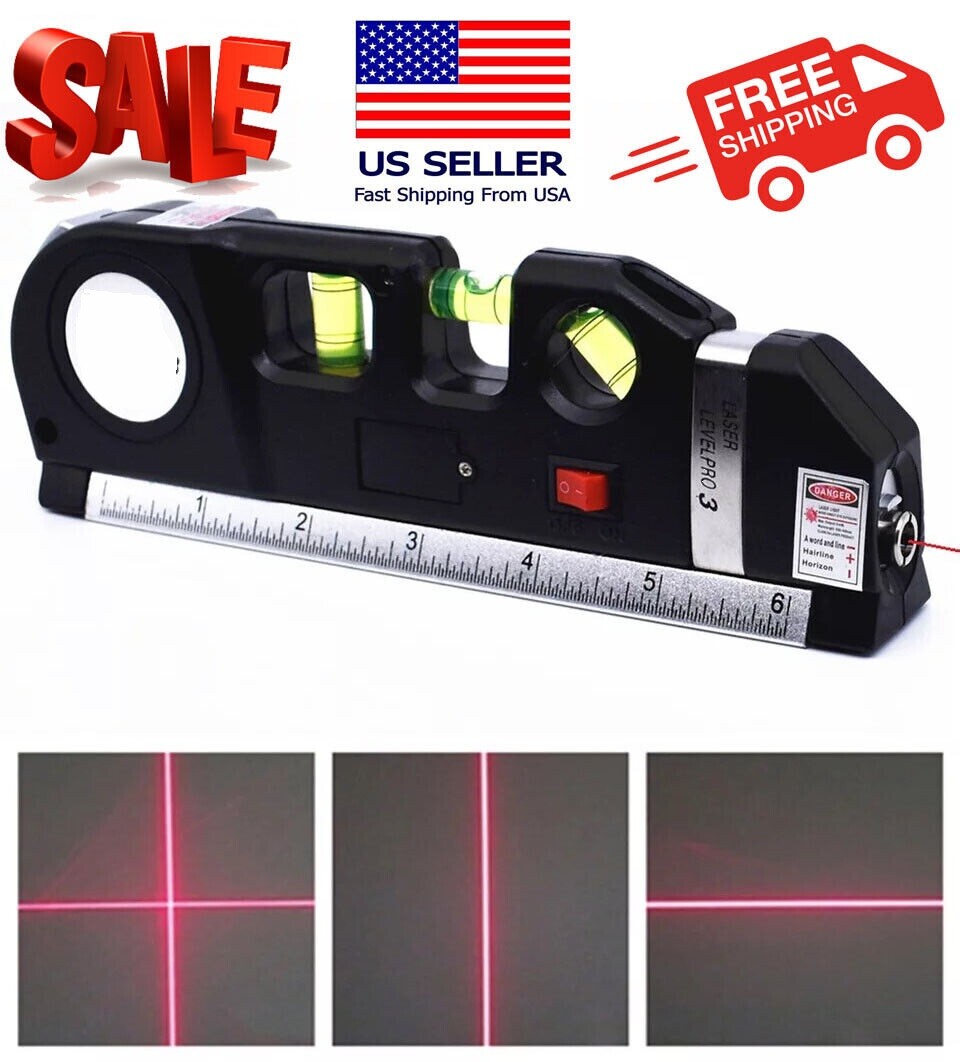 Multipurpose Laser Level Vertical Horizon Measuring Tape Aligner Metric Rulers gallery