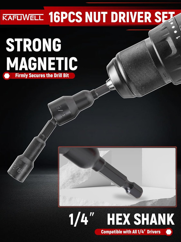 39PCS Magnetic Nut Driver Set, Impact Driver Bit Set 1/4", Metric & SAE Nut Driv gallery
