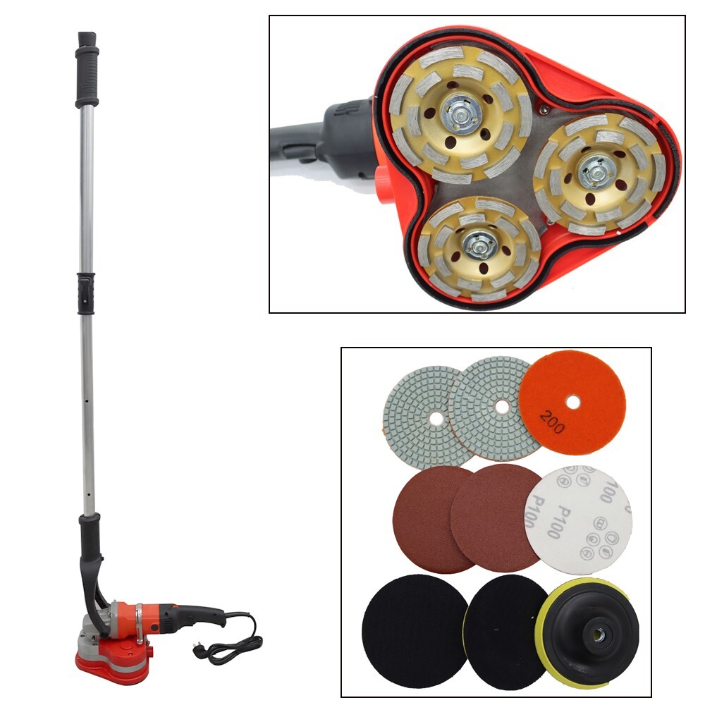 TECHTONGDA Portable Wall Floor Sander Three 3.9" Diamond Head Six Speed 220V gallery