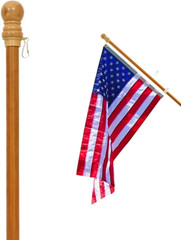 TWC 56″ Solid Pine Wooden House Flagpole – Wall Mount Wood Flag Pole 0.9″ Dia.