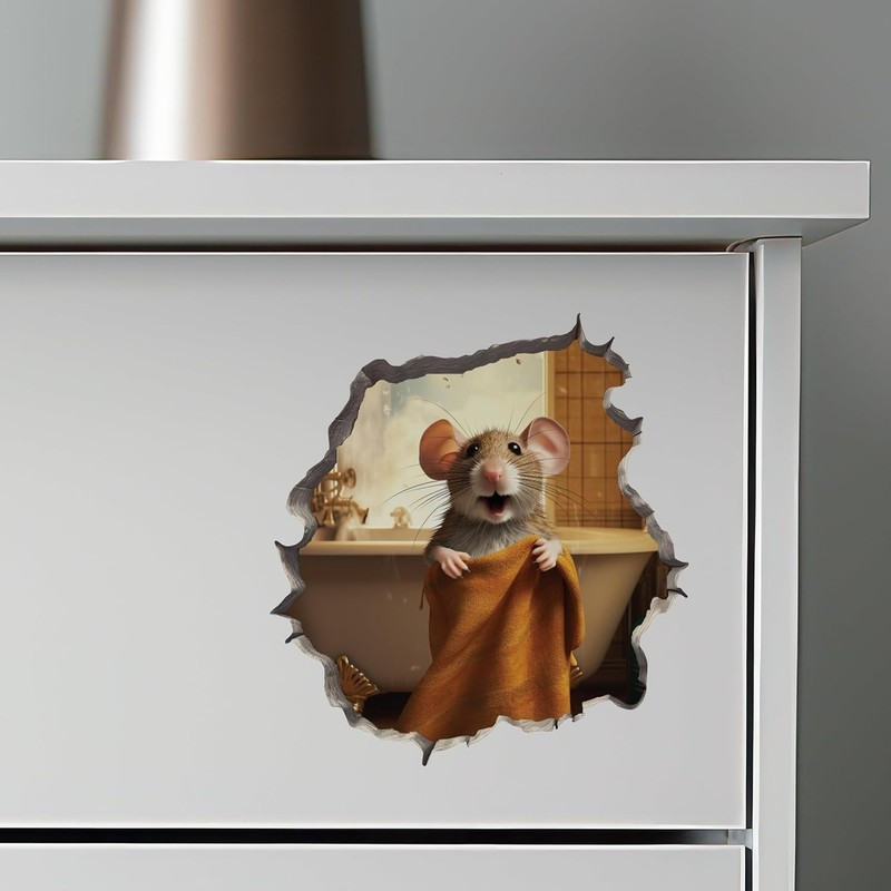Charming Cartoon Mouse Wall Sticker - Perfect for Kids’ Spaces and Bathrooms gallery