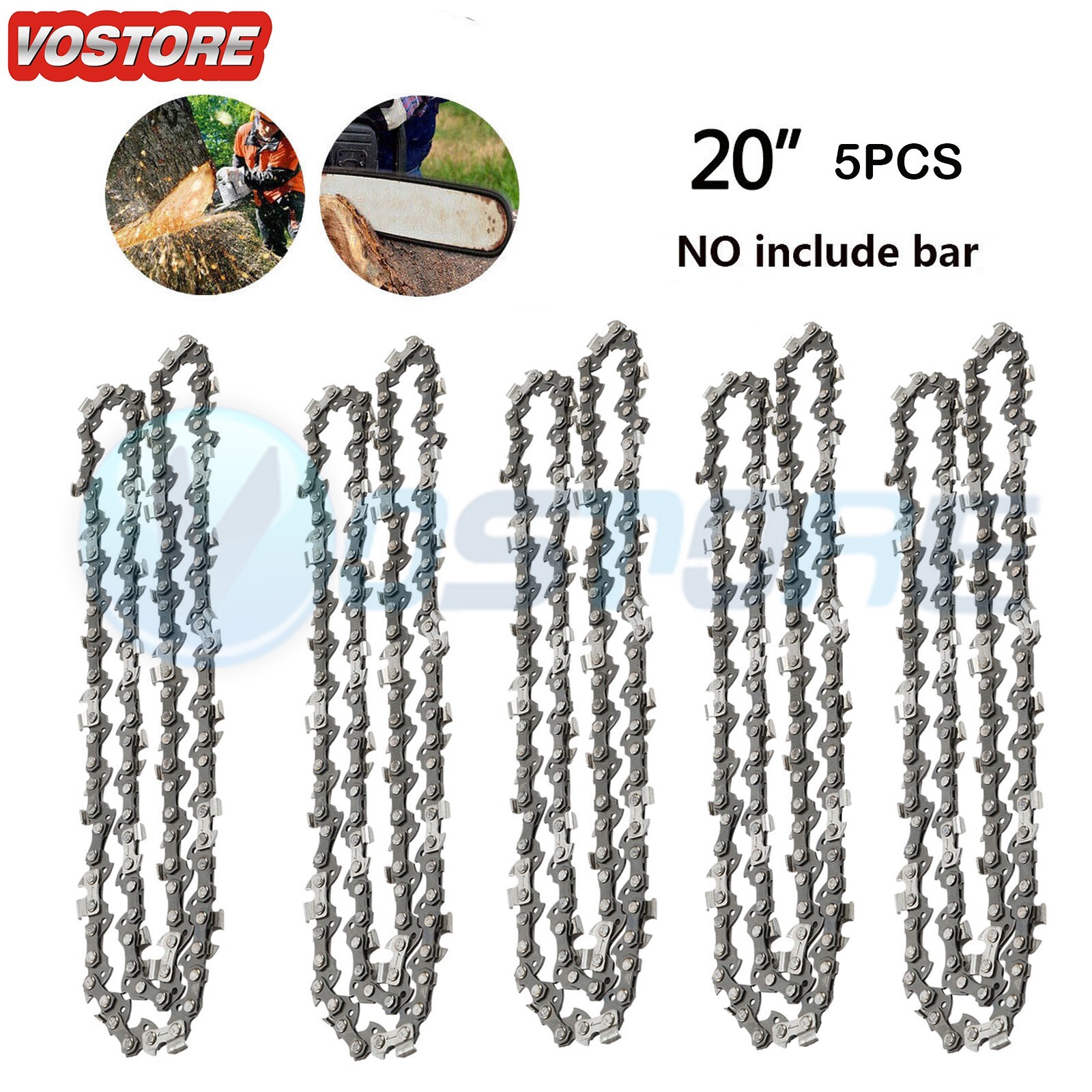 5Pcs 20" Chainsaw Chain Blades Full Chisel 3/8 Pitch .050 Gauge 72DL for Stihl gallery