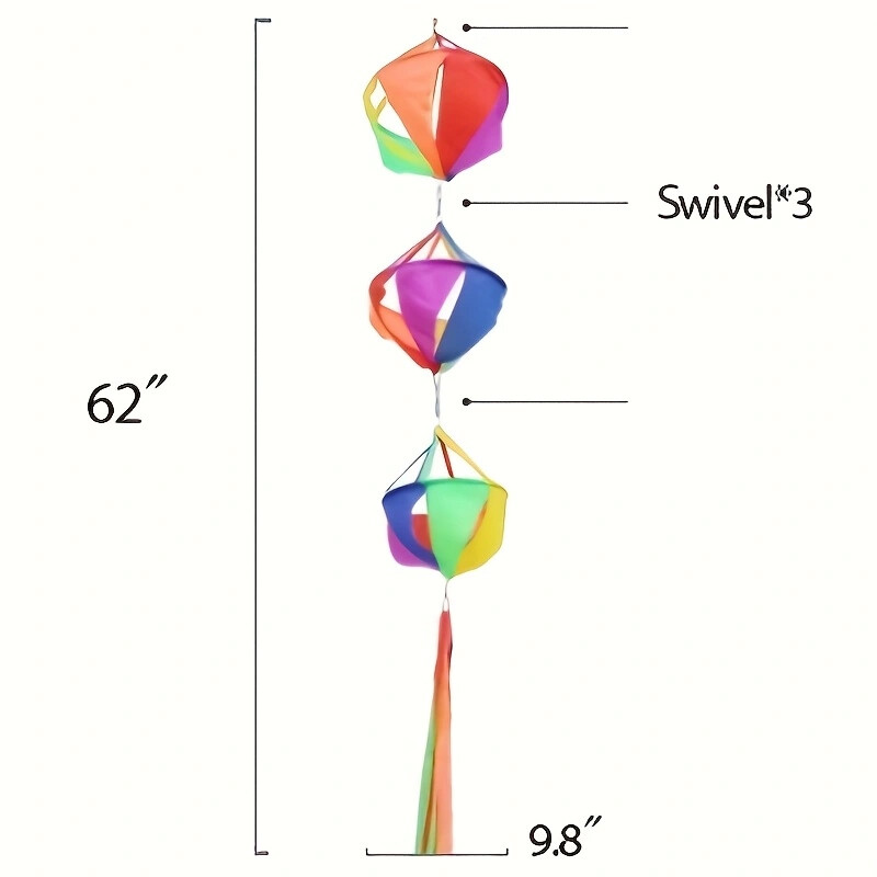 62" Rainbow Wind Spinner Windsock Kite Tail Colorful for Garden Yard Outdoor Kid gallery