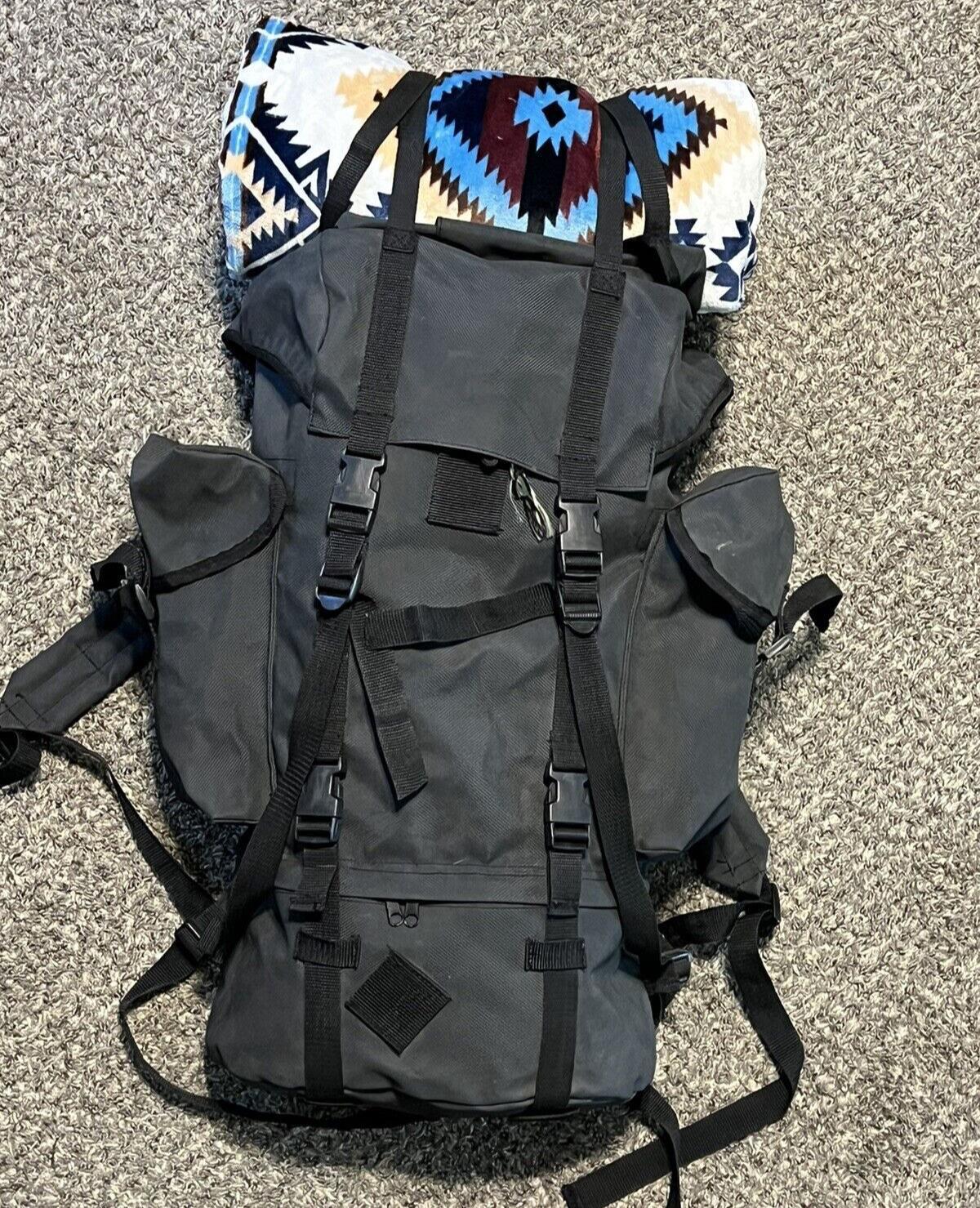 Multi-use Pack Black Hiking Backpack L/XL - Adjustable - 6 pockets - Vinyl PVC