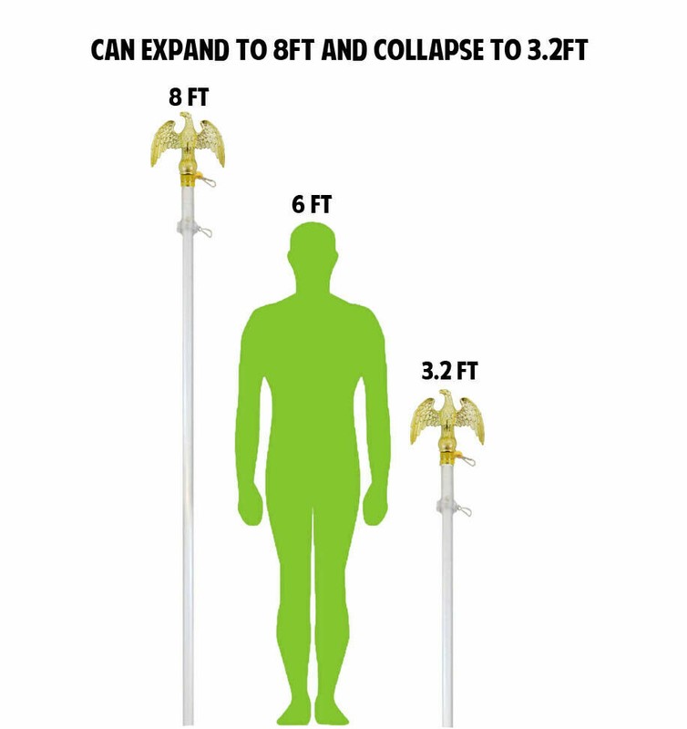 8ft Indoor Flag Pole Kit Eagle Topper 8' Telescoping FlagPole Kit with Base gallery