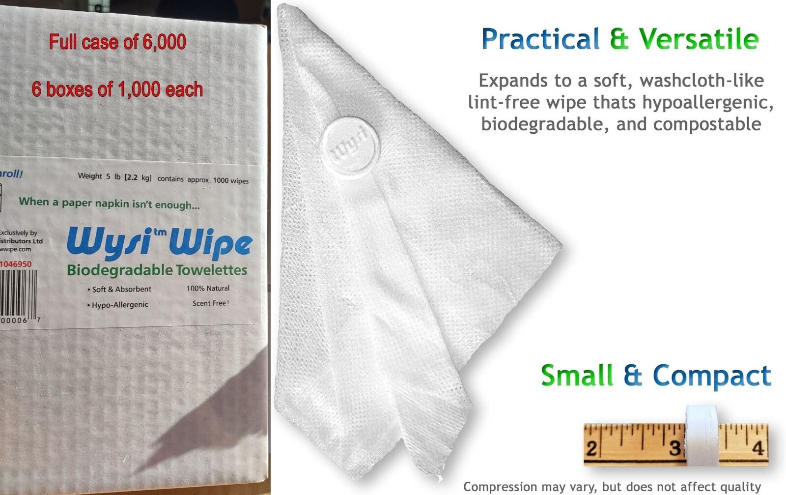 WYSI Multi-Purpose Expandable Wipes Add Water CASE 6,000 Compressed Tablets NEW gallery