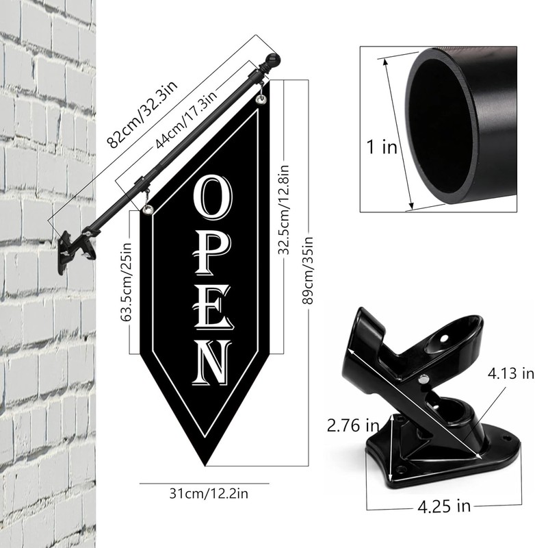 OPEN Flag with Pole Kit, Double-Sided Heavy Duty Hanging Banner Sign with Metal gallery