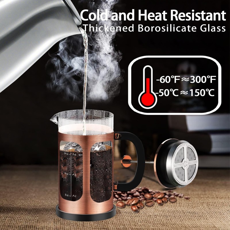 French Press Coffee Maker (34oz 1Quart 5-6Cup) Coffee Press, with 4 Filters S... gallery