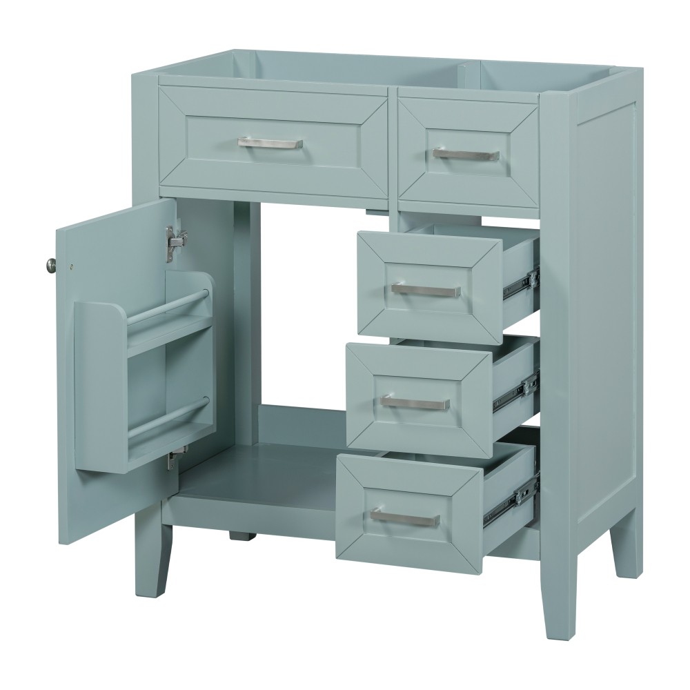 Vanity with Three Sliding Drawers and Shelves For Bathrooms Without Sinks gallery