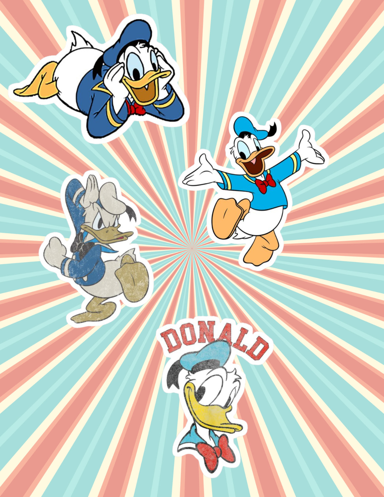 Donald Duck Retro Cartoon 4pc Sticker Pack gallery