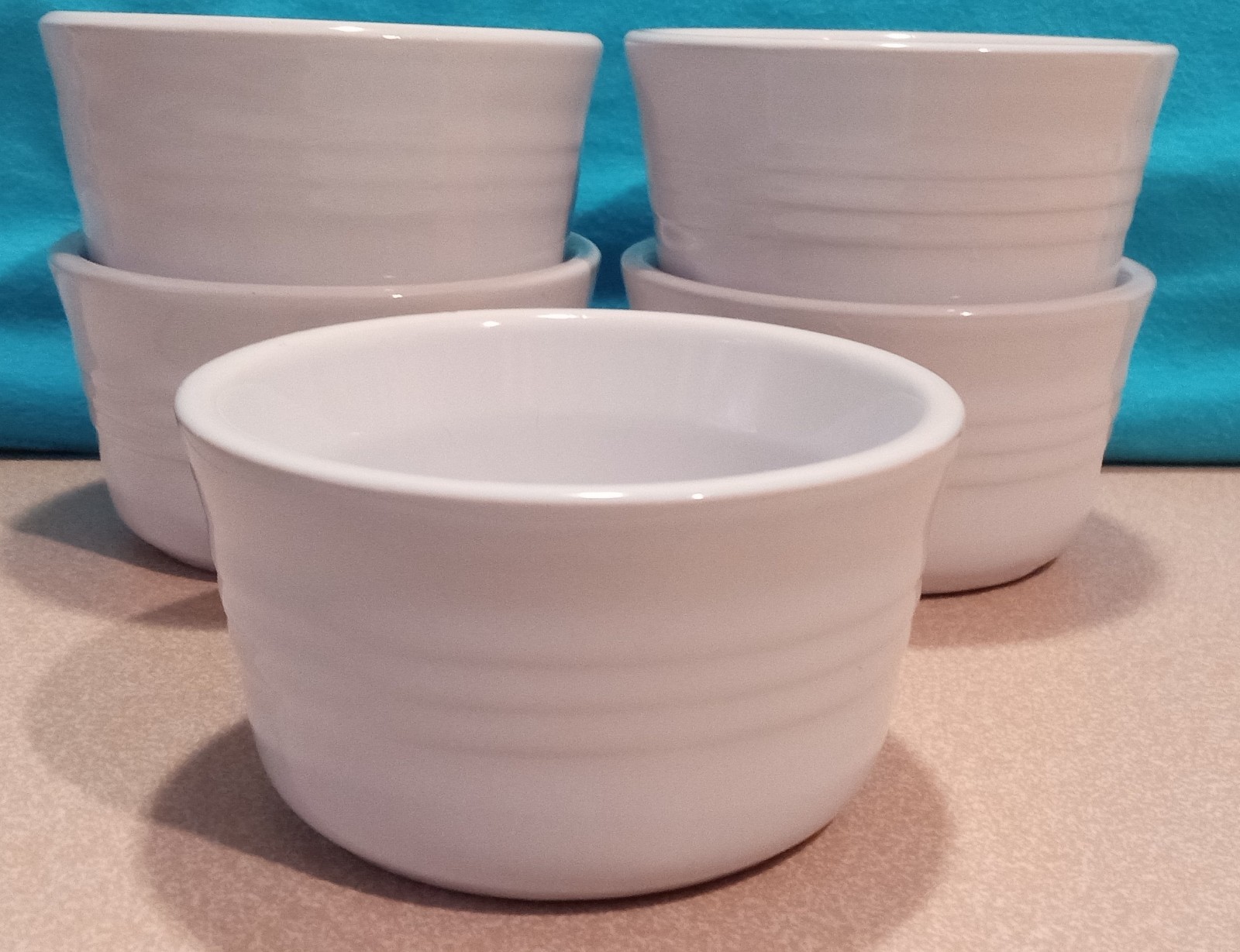 LE CREUSET WHITE Round RAMEKINS #10 SET OF 5 8oz France gallery
