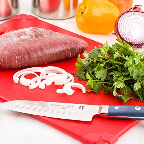 -12" x 18" Durable Plastic Cutting Board - Rubber Corner Grips 18"L x 12"W Red gallery