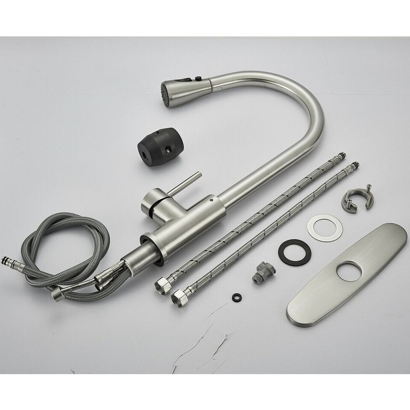 Commercial Kitchen Faucet Pull Down Sprayer Mixer Single Handle Stainless Steel gallery