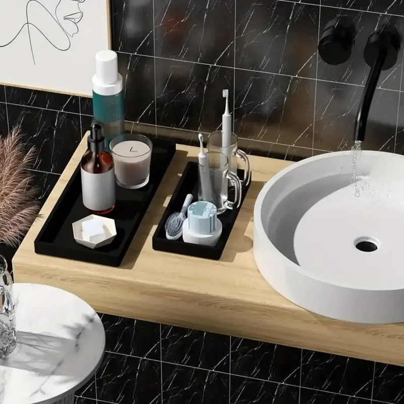 A Multifunctional Bathroom Countertop Storage Tray, Hand Sanitizer Shampoo Displ gallery