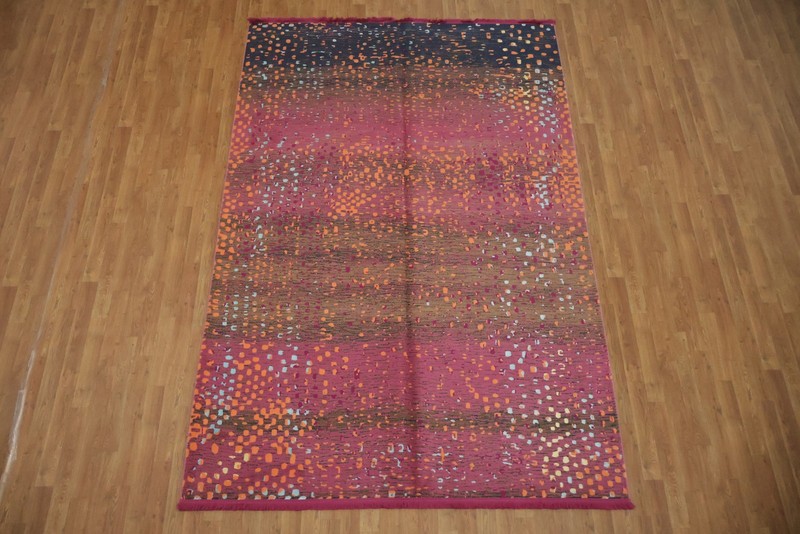 Transitional Gabbeh Design Turkish Area Rug 6x9 Ft Modern Oriental Wool Carpet gallery