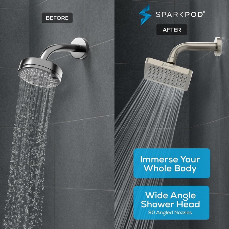 Brushed Nickel Rain Shower Head - Effortless 1-Min Installation, 1.8 Gpm gallery