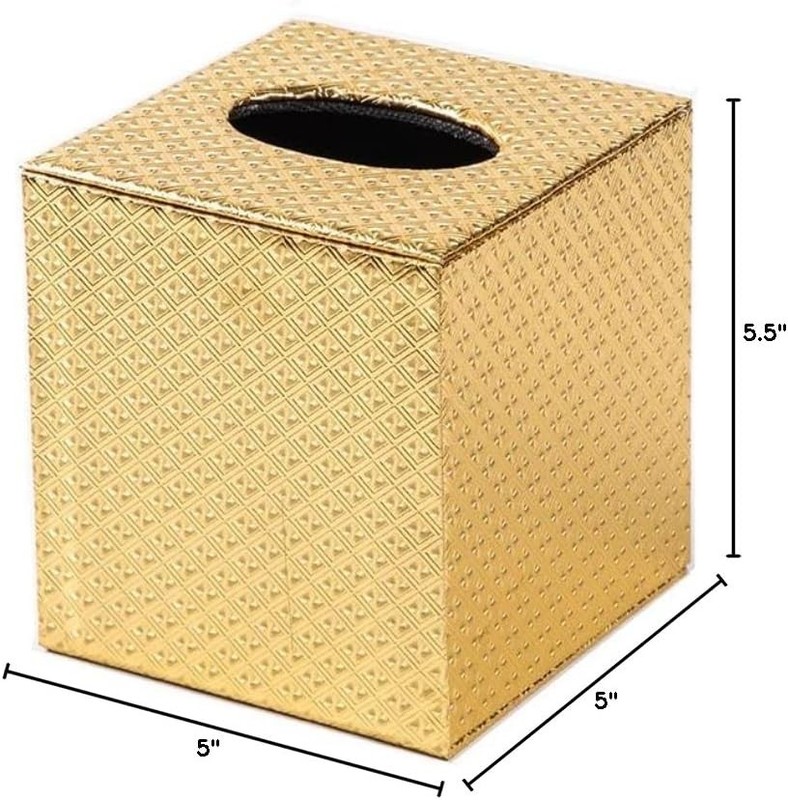Luxury Gold Plated Rectangular Tissue Holder - 5" Square Design for All Rooms gallery