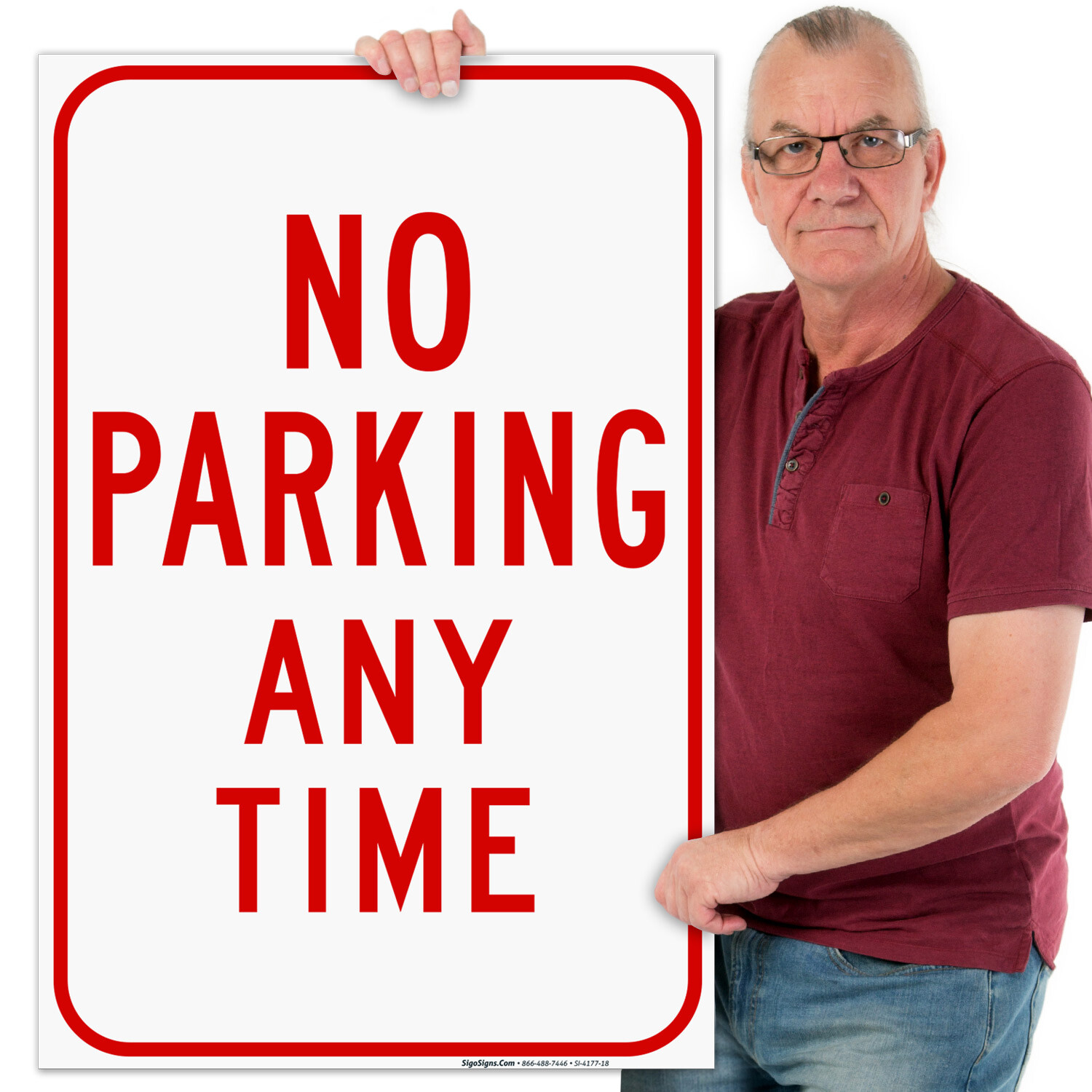 Any Time No Parking Red Sign, gallery