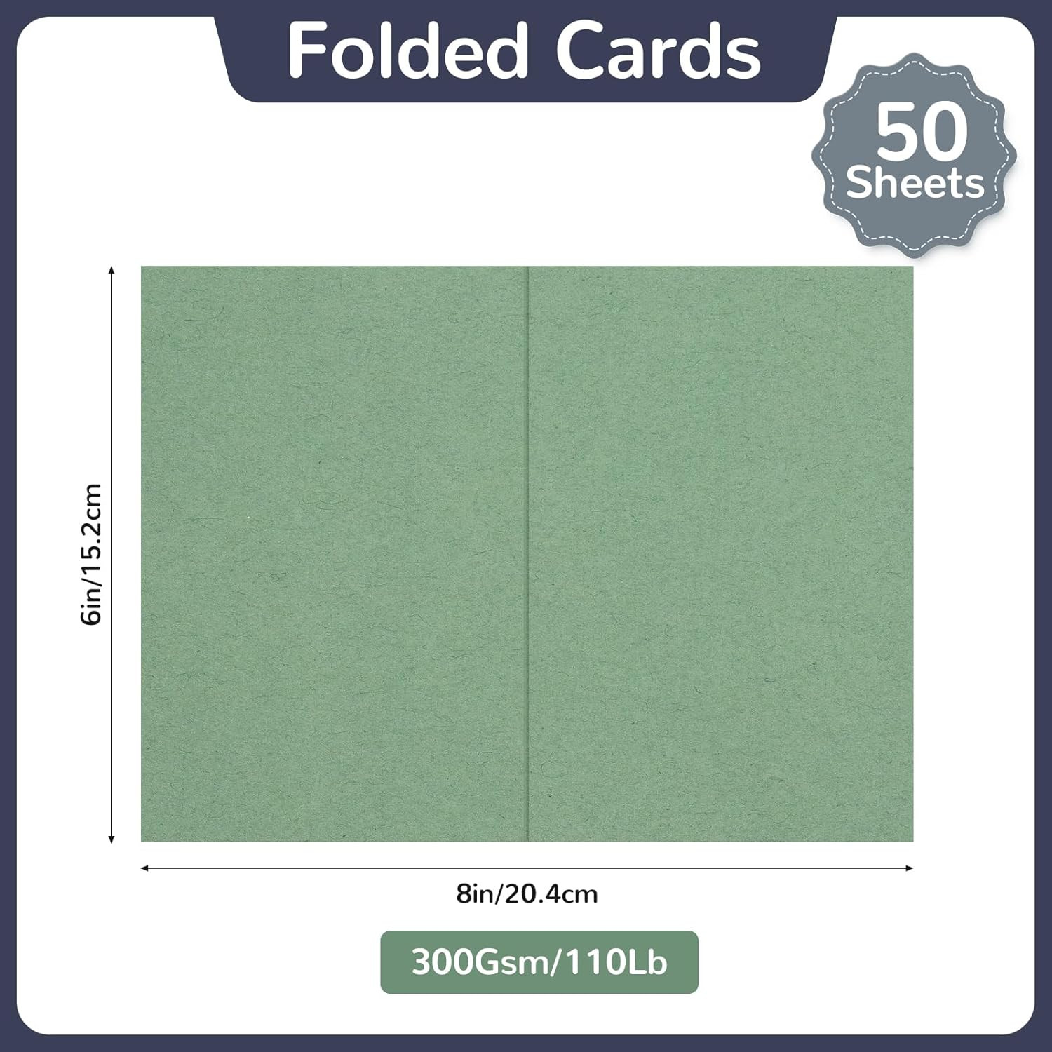 50 Pack Folded Blank Note Card Cardstock Tent Cards, 8X6" Folds to 4X6" 110Lb/30 gallery