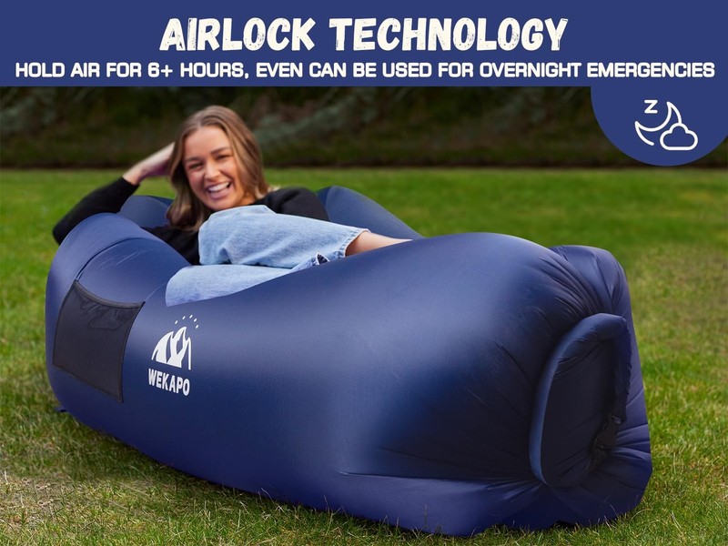 WEKAPO Inflatable Couch & Pump Lightweight Air Sofa for Relaxing Anywhere (Navy) gallery