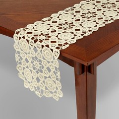 Ivory Random Crochet Dining Table Runner Cotton Polyester 13 x 39-in Gift NEW