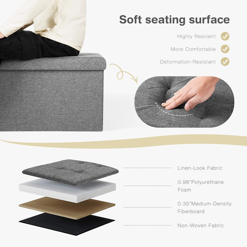43-inch Foldable Storage Stool Ottoman Bench Foot Rest gallery