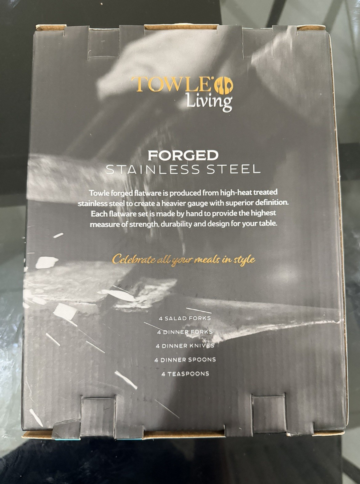 Towle Living, Texture Forged Stainless Steel Flatware Set, 20pcs gallery
