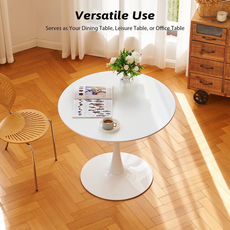 VONLUCE Round Dining Table, 36 Inch Tulip Table with MDF Top and Steel Base-Used gallery