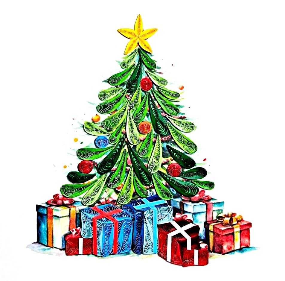 Handmade Christmas Tree Quilling Card – Unique Holiday Greeting Card – 3D Card gallery