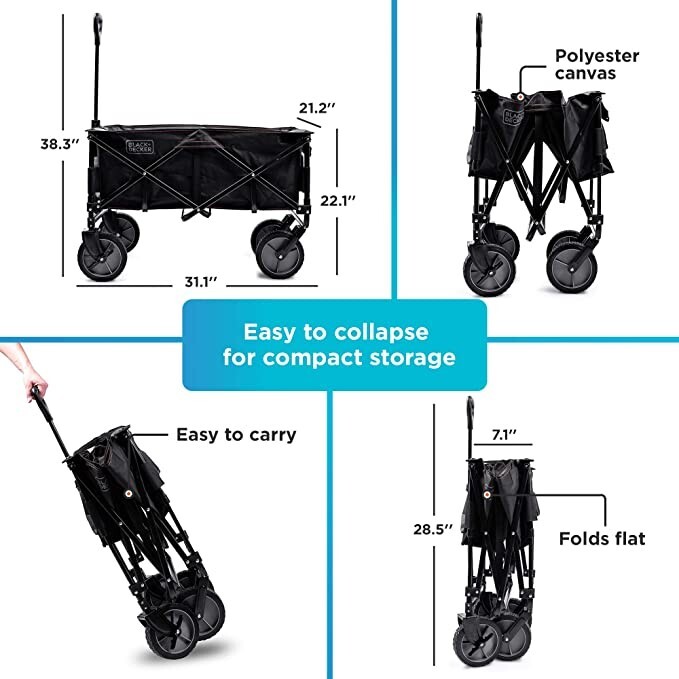 BLACK+DECKER Utility Wagon, Folding Or Collapsible, Black - BDSTCTBK01 gallery