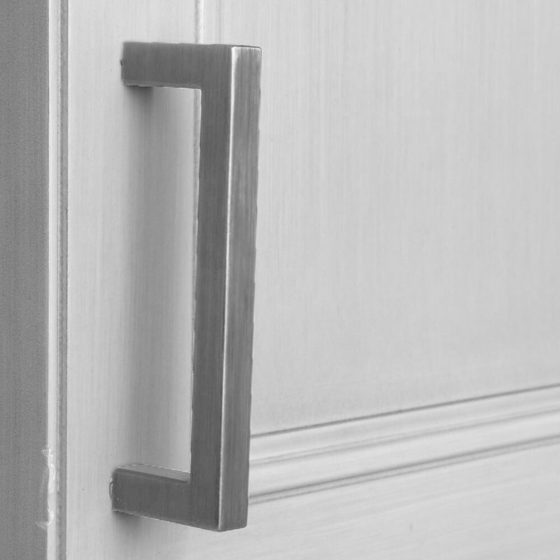 Square Bar Pull Handle Kitchen Cabinet Hardware Black or Nickel 76, 96, 128 c/c gallery