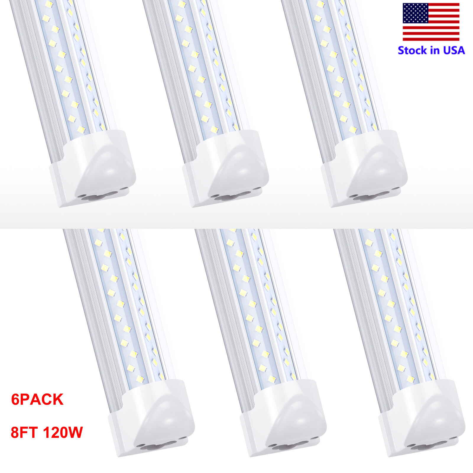 6PACK 8FT LED Shop Light 120W T8 Linkable LED Light Fixture For Garage Warehouse gallery