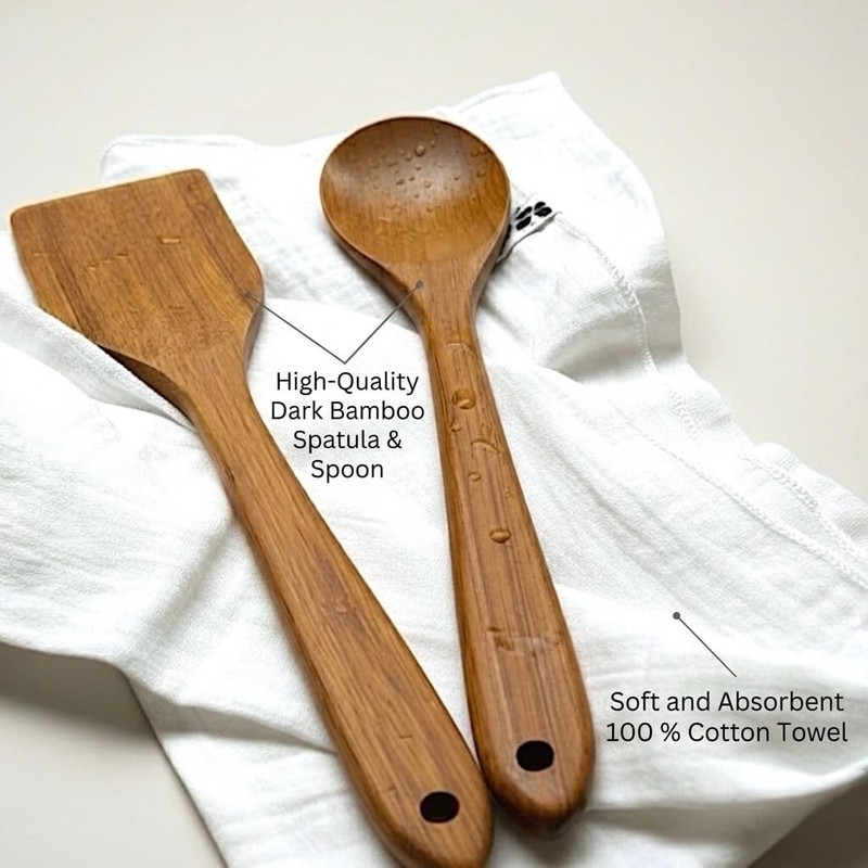 House Warming Gift Box Acacia Cutting Board Bamboo Utensils Kitchen Towel gallery