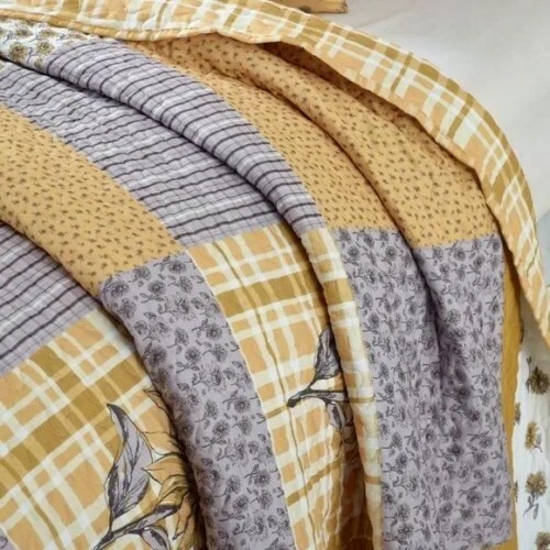 NEW! Farmhouse Sunflower Patchwork Sunshine Printed Quilt Floral Flower Queen gallery