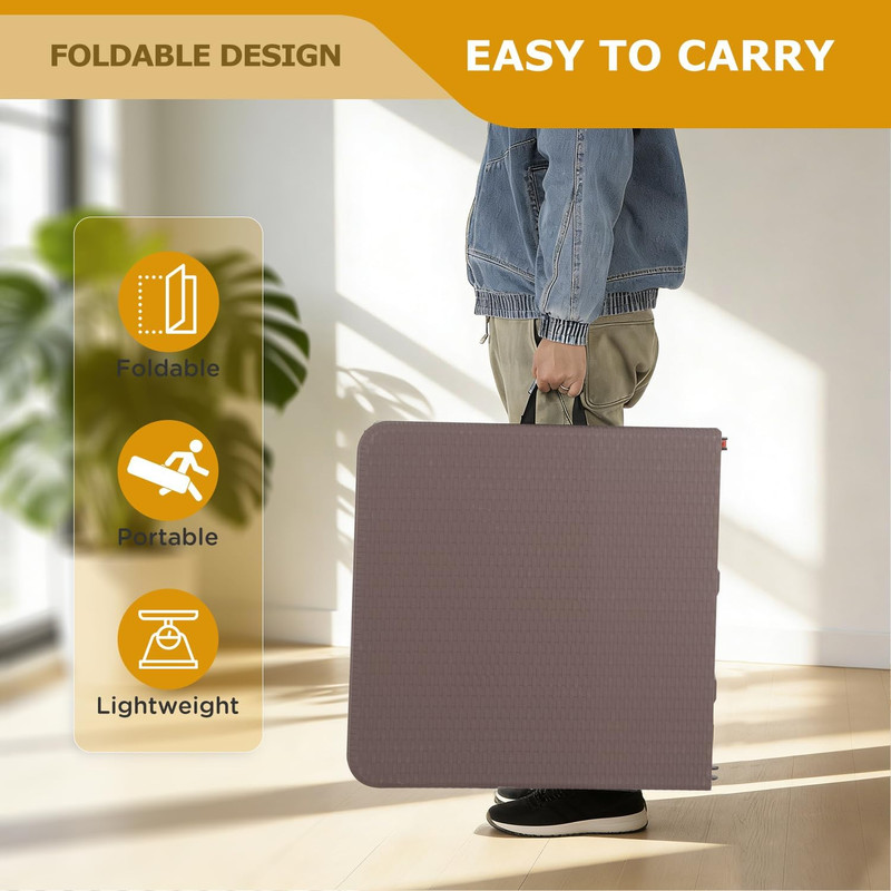 FDW 4FT Folding Table Half Portable Foldable Table Picnic Table for Office Home gallery