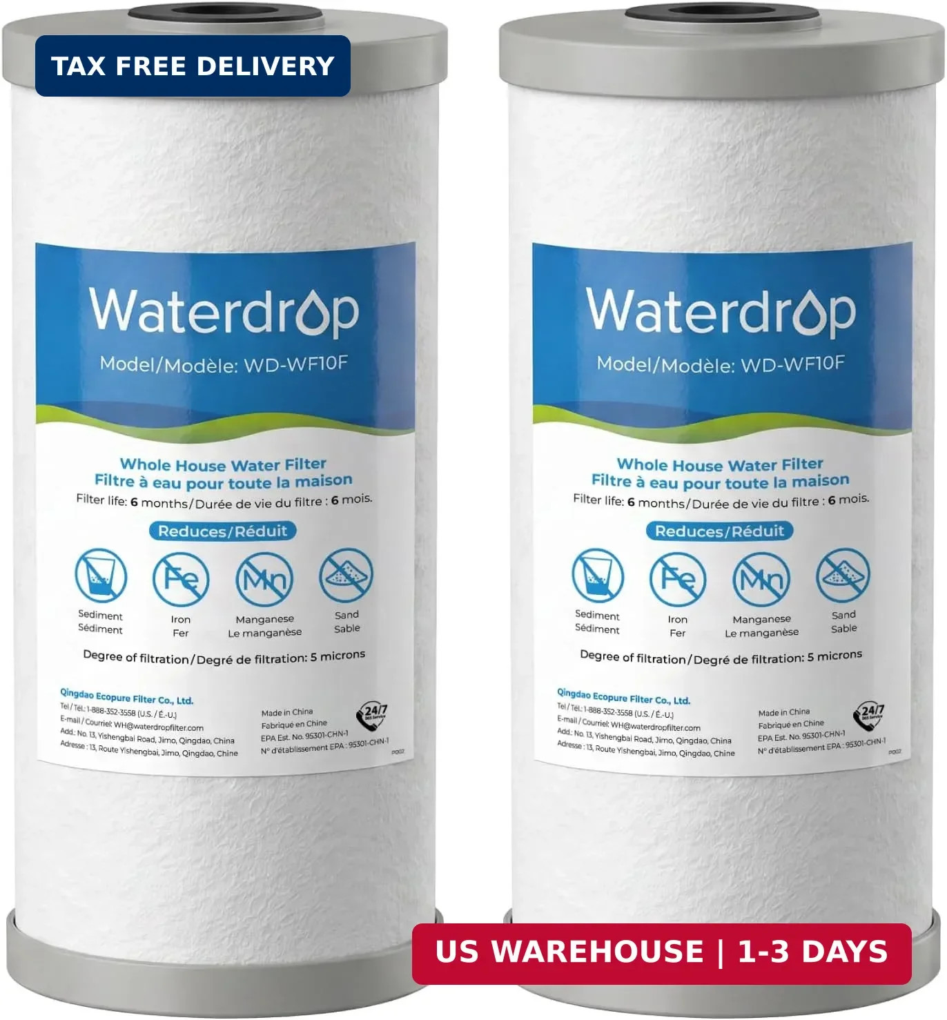 Waterdrop WF10F Whole House Water Filter, Iron Filter, Compatible with WHF21-FG, gallery