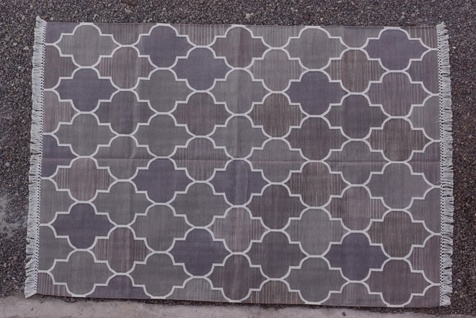 Rugmoda Handmade Cotton Grey Lattice 4x6 Living Room Area Rug gallery