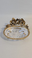Matson Roses Ormolu Gold Plated & Crystal Hollywood Regency Vanity Soap Dish