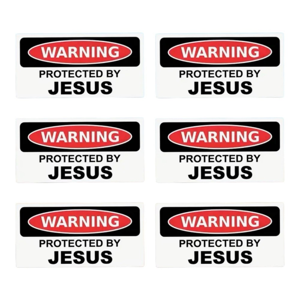 3 PACK WARNING PROTECTED BY JESUS 2.75” WATERPROOF VINYL DECAL STICKER LOT 3PCS