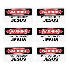 3 PACK WARNING PROTECTED BY JESUS 2.75” WATERPROOF VINYL DECAL STICKER LOT 3PCS