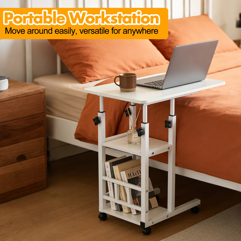 Modern Overbed Table Height Adjustable Bed Side Table Rolling Sofa End Table gallery