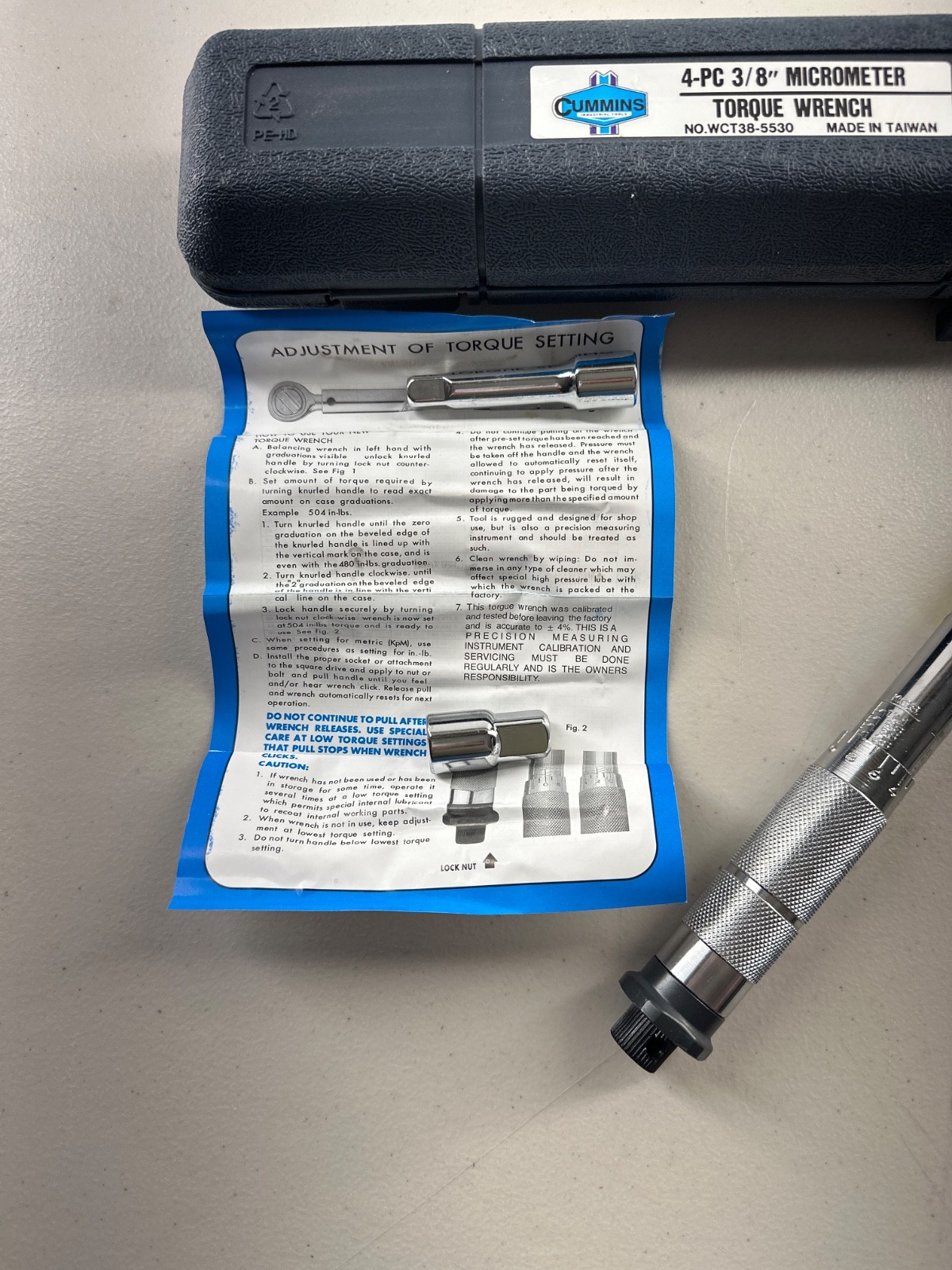 Cummins 3/8" Drive Micrometer WTC38-5530 Torque Wrench 960 Inch Pounds Excellent gallery