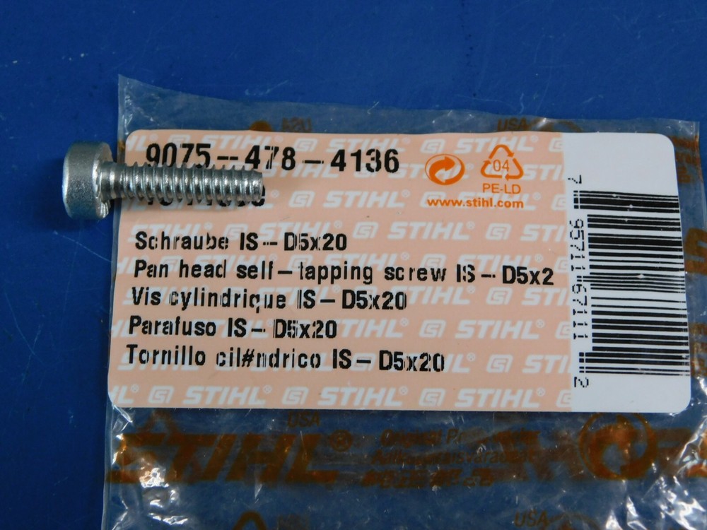 PAN HEAD SELF-TAPPING SCREW IS-D5X20 ( T27 ) # 9075 478 4136 FOR STIHL-- DR. 49